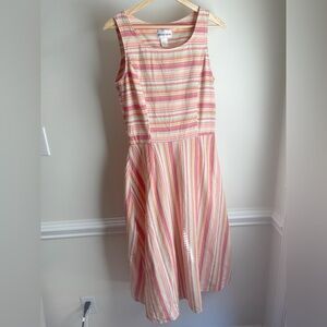 Bonnie & Nomme Striped Cotton Midi Dress | 90s Y2K Vintage Feel | Medium